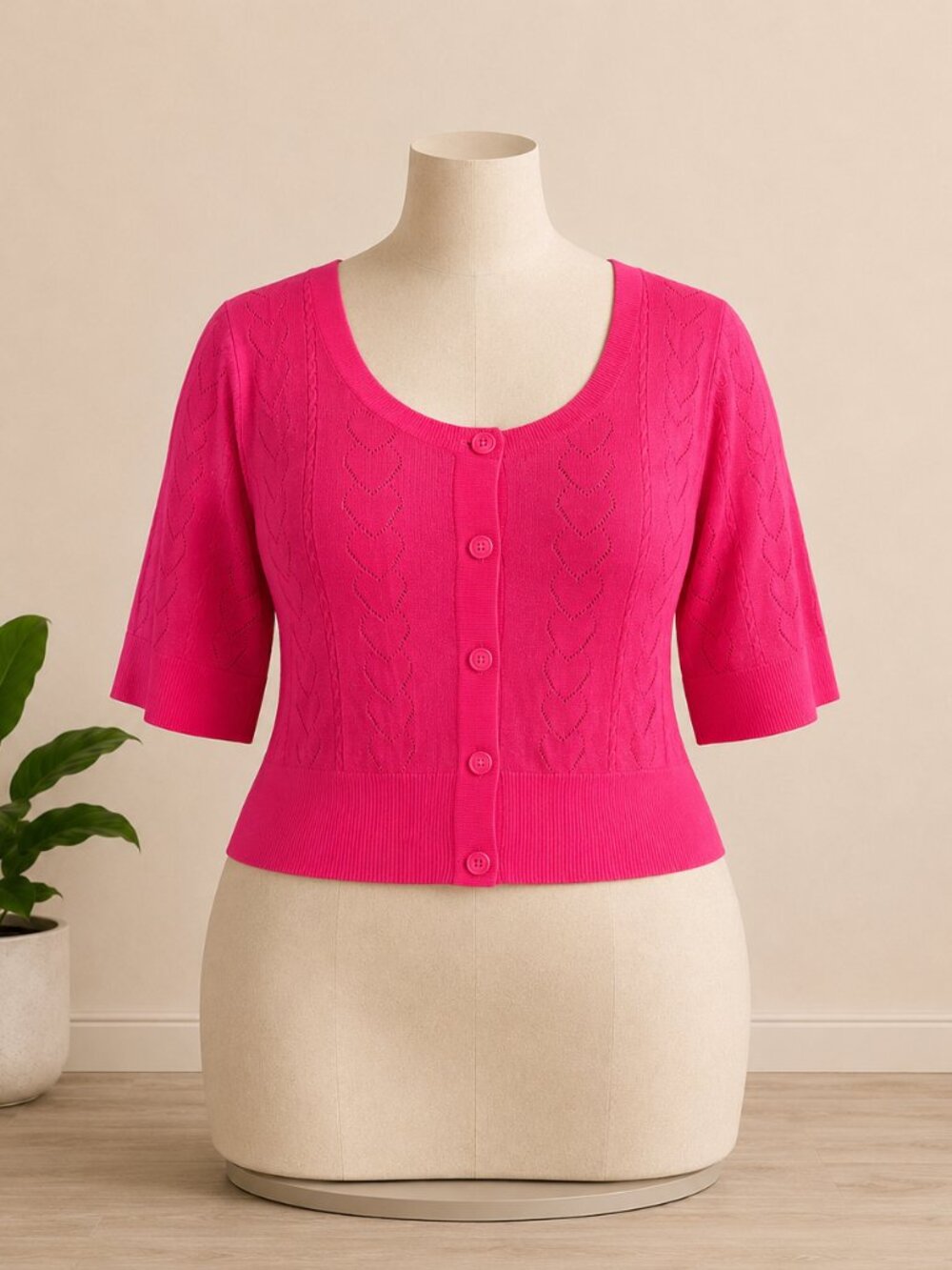 Torrid Pointelle Heart Cropped Cardigan Sweater Top 5X